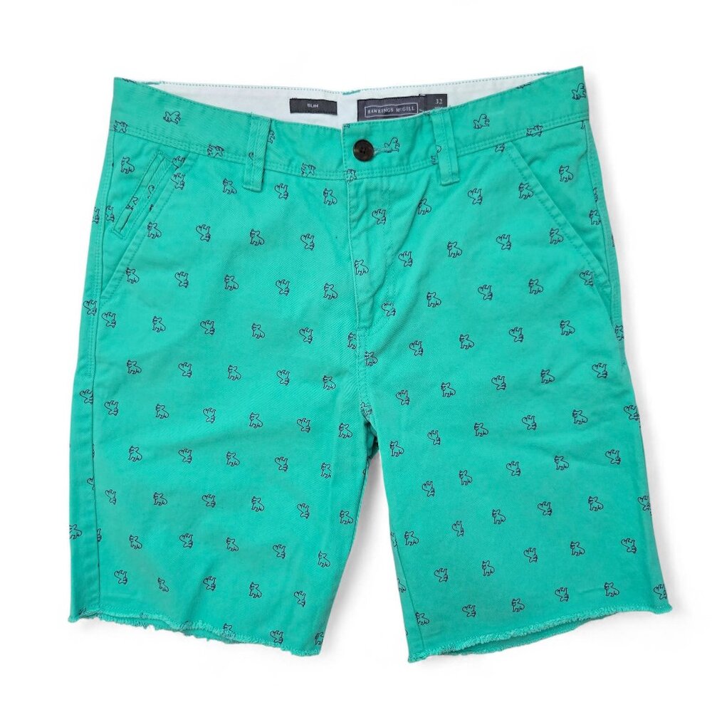 Hawkings McGill Baby Bulldog Allover Print Shorts‎ Men's Bermuda Chino Cotton 32